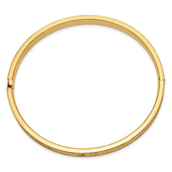 6mm 14k Yellow Gold Diamond Cut Concave Hinged Bangle Bracelet, 7 Inch - Picture 2 of 5